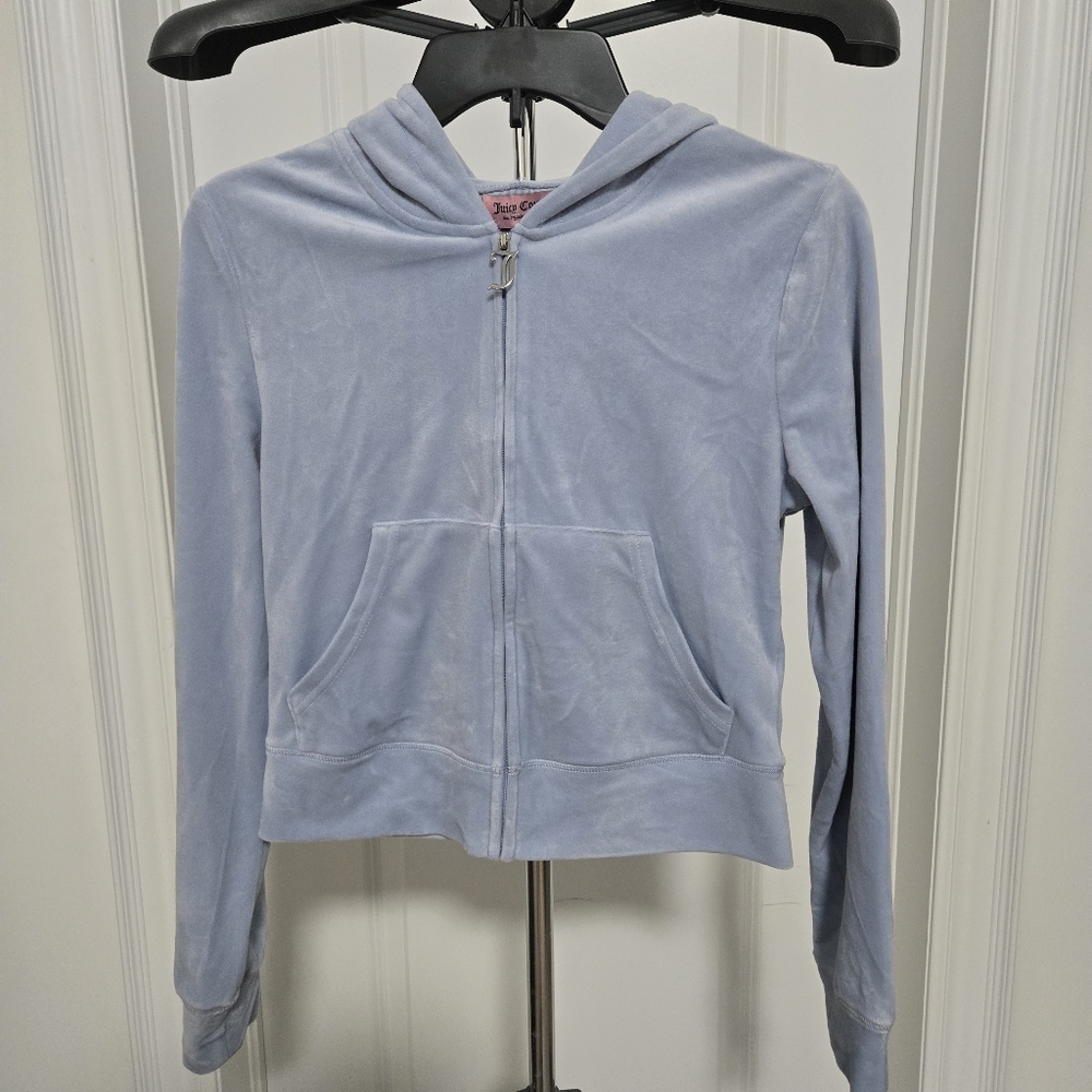 Juicy Couture Breezy Blue Velour Zip-Up Hoodie